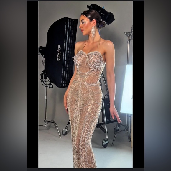 Mew Mews Silver Strapless Dress - Picture 2 of 15